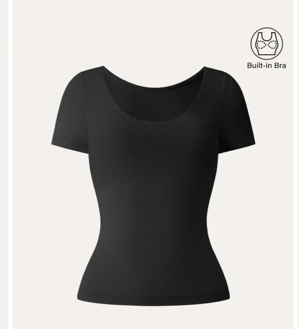 OGL Black Top Womens Size XS Stretch Soft Comfort Short Sleeve Basic Casual